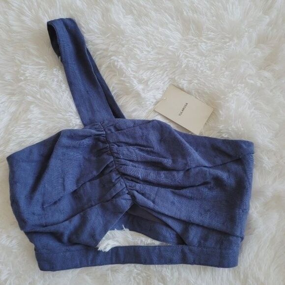 Tularosa Revolve Allie Cropped off shoulder crop top navy size small - Picture 2 of 14